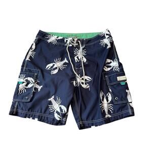 J. CREW Men's swim trunks/Suit size 36, Blue with Lobsters